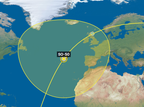 Map view with sky plot and pass list